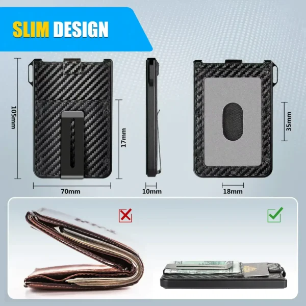 Aluminum Carbon Fiber Wallet – Secure, Slim, with Cash Clip & ID Holder