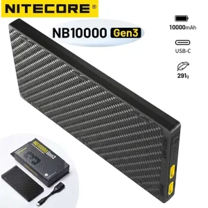Carbon Fiber Ultra Light NITECORE NB10000 Gen3 Power Bank – 10000mAh Travel Charger